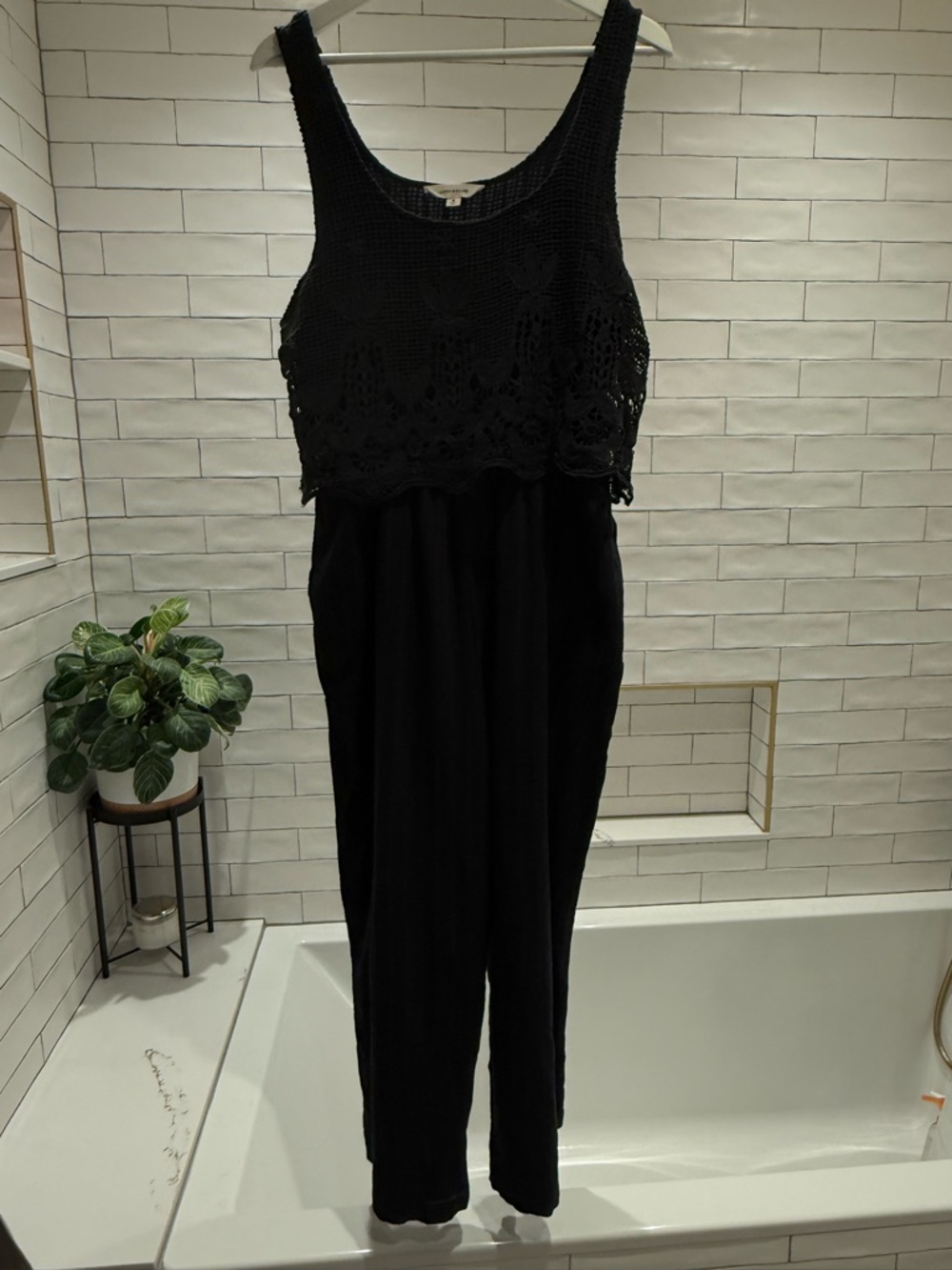Lucky Brand Wide Leg Crochet Lace Boho Jumpsuit